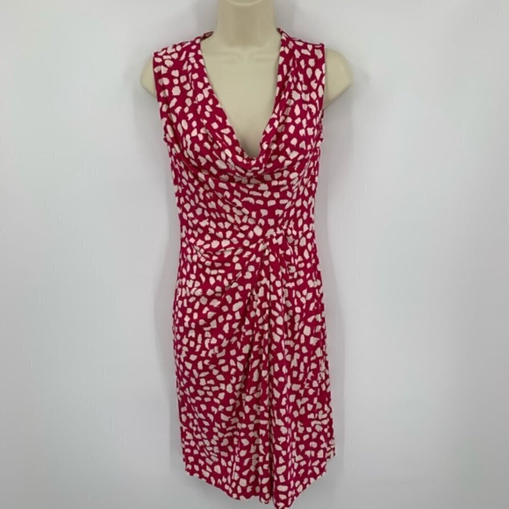 DVF Diane von Furstenberg Noe leopard leaves pink white dress silk scoop new 4